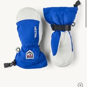 Hestra Army Leather Heli Ski Jr. Mitt Royal Blue Youth Size 5 NWT